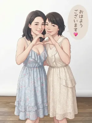ハートを作る女性たち
