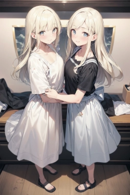 リビングに佇む金色の髪の姉妹