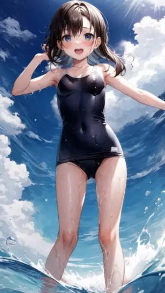 水着と海と女の子