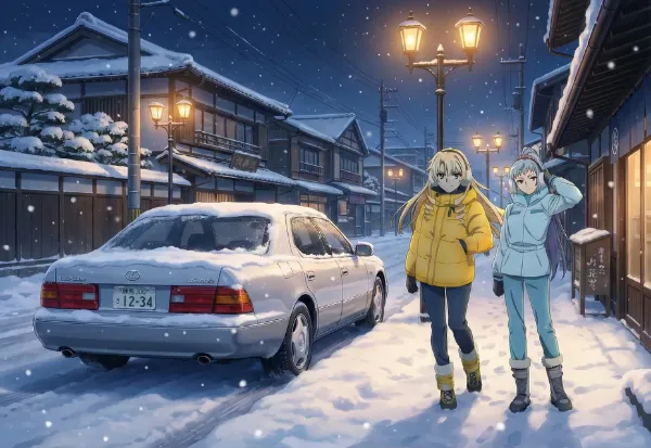 雪が降る夜の三浦優美子と川崎沙希❄️