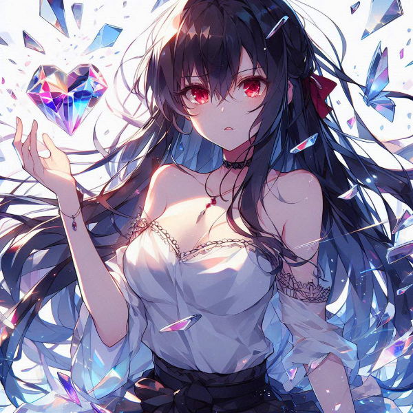 ガラスと黒髪ロング少女…その3(2枚)