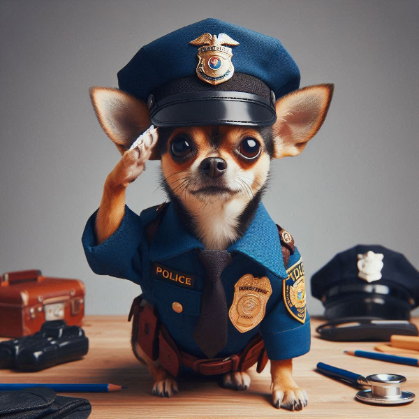 敬礼する警察犬