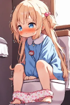 トイレに行く金髪少女