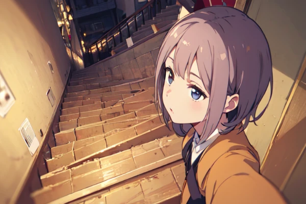 この階段上に向かってる？下に向かってる？