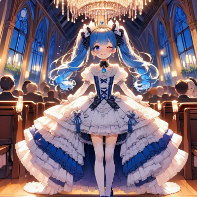 白ドレスの青髪お姫様