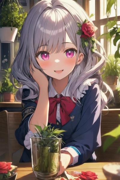 植物に囲まれた女の子