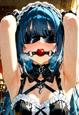 目隠しボールギャグのゴスロリメイド