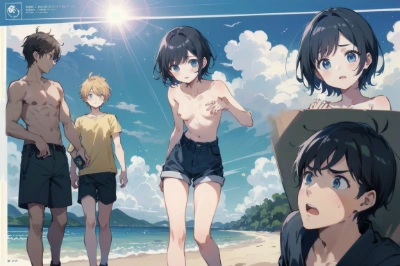 意味深コマ割り風分割絵（男水着チャレンジ2024 vol.1)