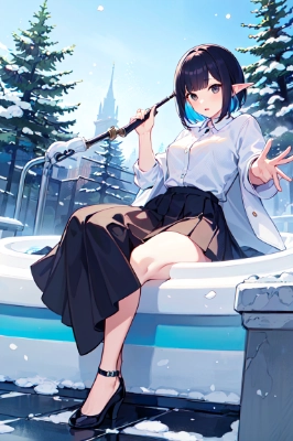 温泉に入ろうとするお姉さん