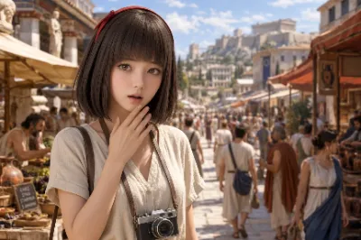 古代アテネでカメラ片手に