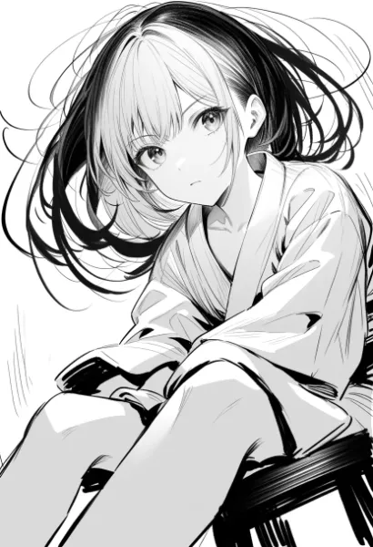 二色髪の少女(クロッキー)