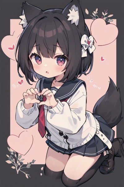 手でハートなおおかみ娘