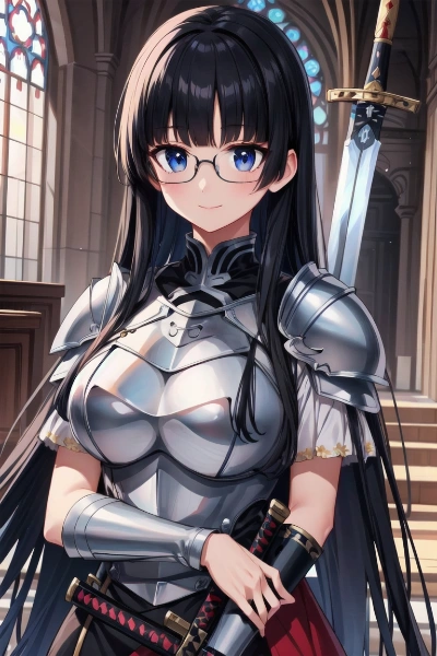 黒髪パッツン眼鏡騎士