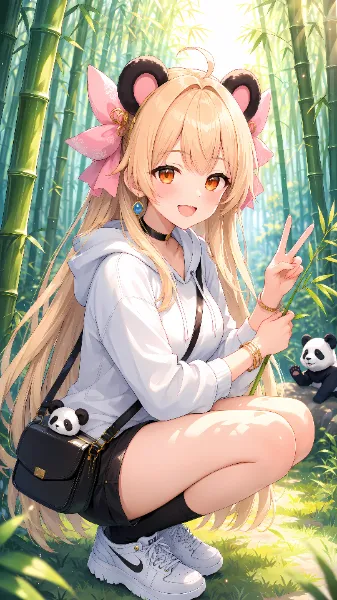 竹林でパンダさんと待ち合わせ