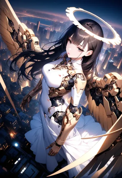 夜空を舞う機械天使