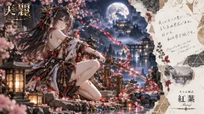 月下に舞う紅葉の剣