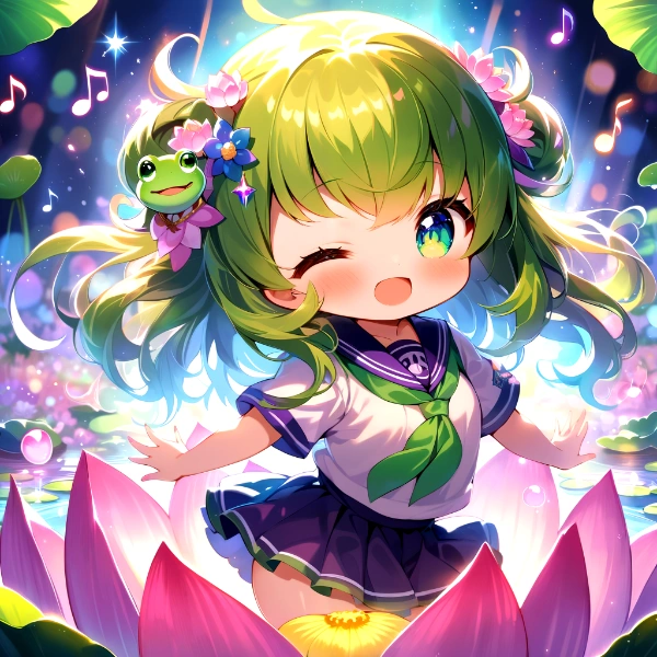 ハスの花の上で