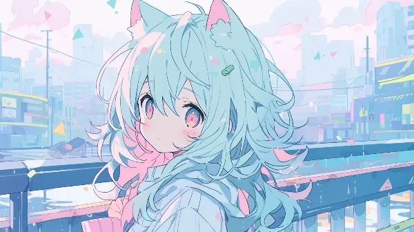 雨の街で出会った青髪猫耳少女