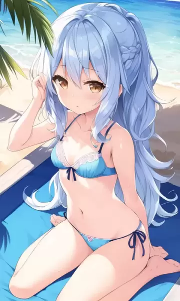 青い水着の女の子