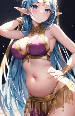 おなか周りを気にするエルフちゃん