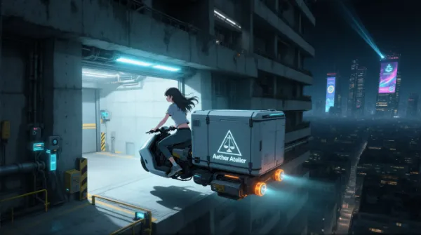 夜空を駆ける配達員（帰宅）