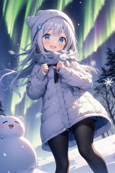 オーロラと女の子⛄