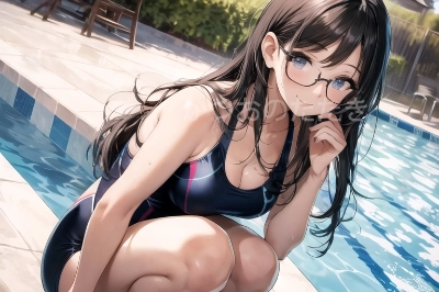 黒髪ロング眼鏡　女の子