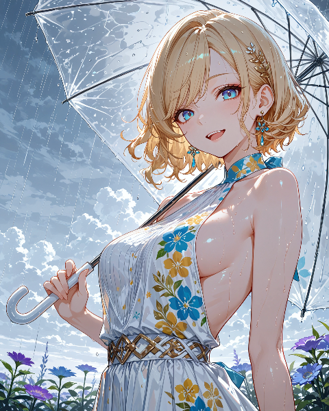 雨の花畑