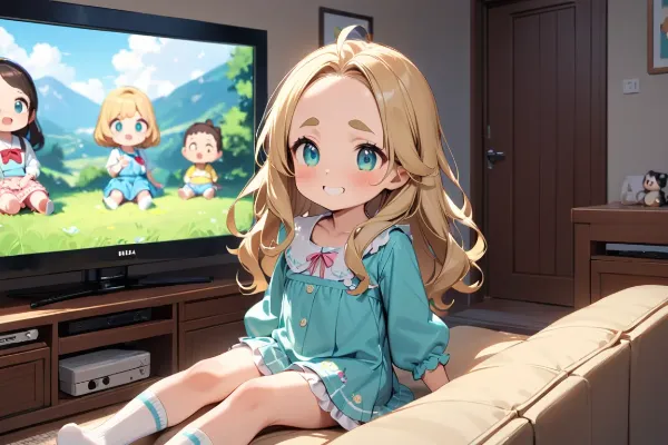 アニメを見るおでこちゃん