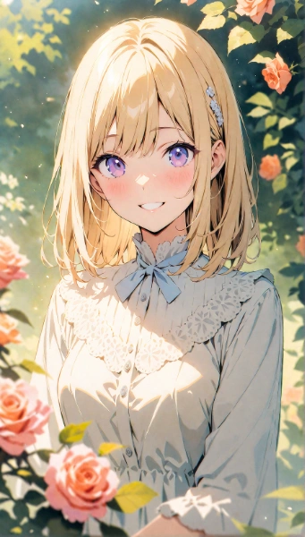 金髪さんとバラ園