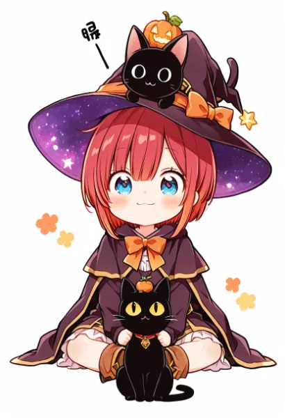 星空の帽子で眠る魔女と黒猫
