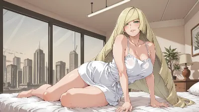 ベッドルームの金髪女性ルザミーネ