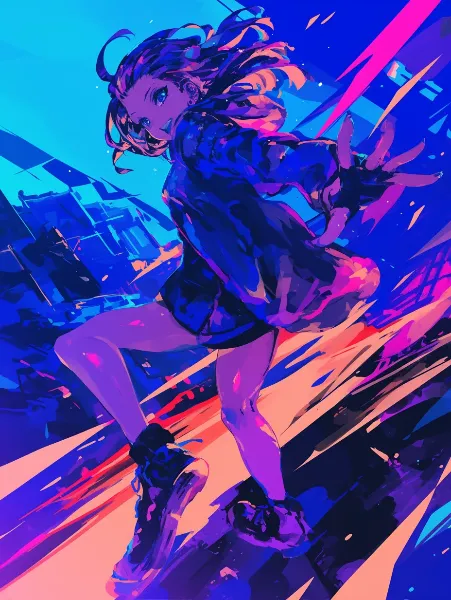 夜道を駆けるPUNK少女