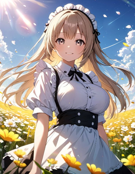 お花畑のメイドさん