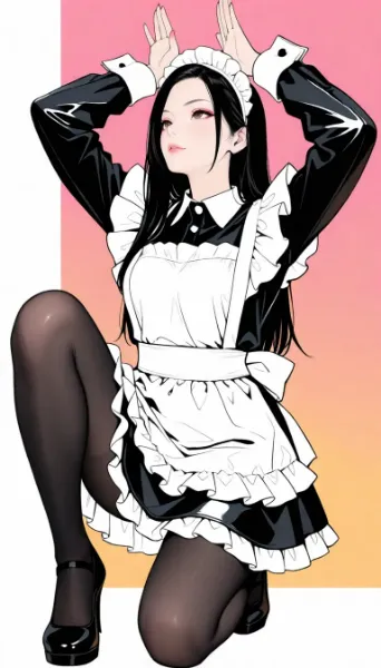 メイドの可愛い攻撃ポーズ