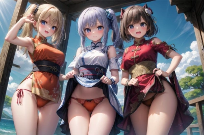 み、水着だよ……