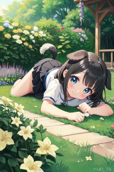 お庭の犬娘ちゃん