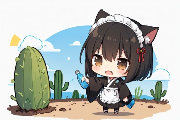 サボテンのお世話するニャ♪