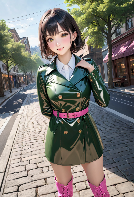 深緑のトレンチコート