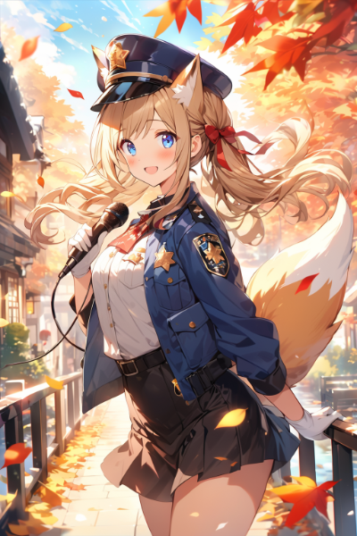 きつねの一日署長さん