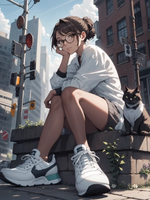 sneaker and black cat
