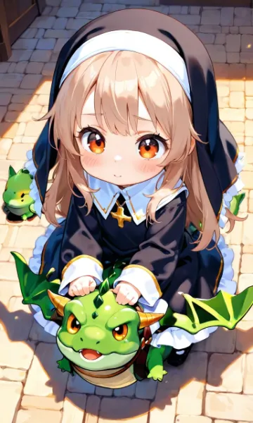 ドラゴンとシスターちゃん