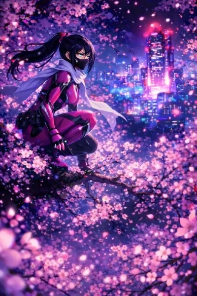 ニンジャと夜桜