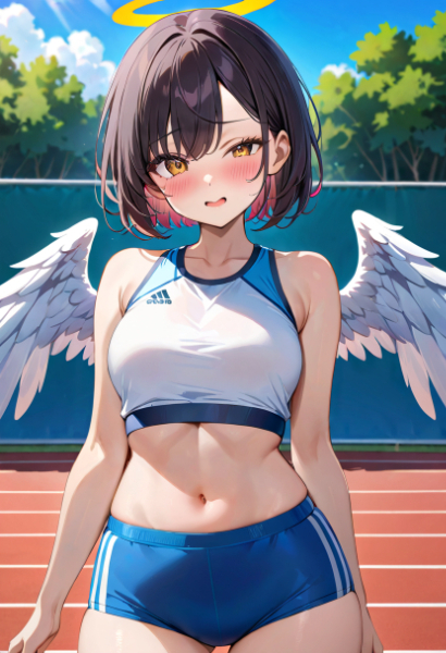 恥じらい苦笑 陸上セパレート天使さん