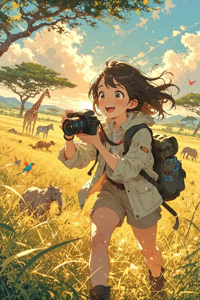 サファリの少女と黄金のシャッターチャンス