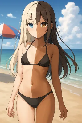 オッドアイ+オッド日焼け