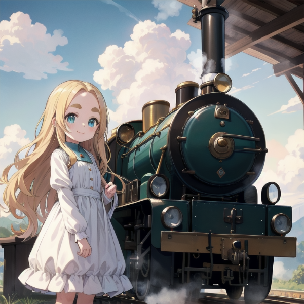 蒸気機関車とおでこちゃん