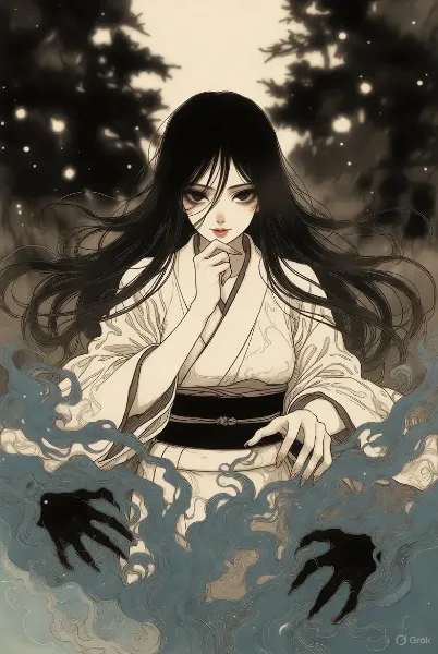 霧の森に潜む黒髪の幽女