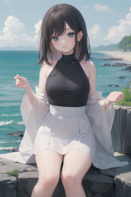 彼女と来たきれいな景色の海で