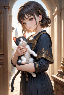 お題：子猫（子猫を抱く少女）